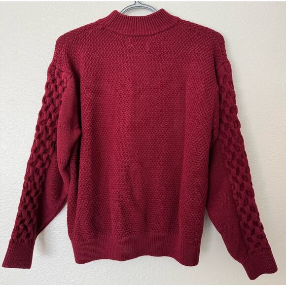 Urban Outfitters Burgundy Maroon Cable Knit‎ Mock Turtleneck Sweater Size Small - Picture 3 of 5